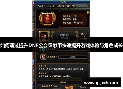 如何通过提升DNF公会贡献币快速提升游戏体验与角色成长 如何通过提升DNF公会贡献币快速提升游戏体验与角色成长